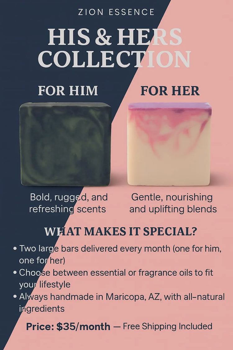 His & Her Soap Subscription: handcrafted bars for couples with bold and gentle scents, $35/month with free shipping.