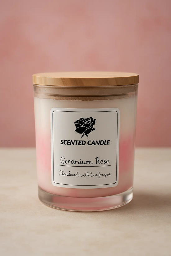 Geranium Rose Essential Oil Soy Wax Candle – 10 oz
